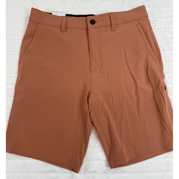 Hurley Shorts Mens 32 Rust Trek Hybrid‎ Stretch Knee Length Zip Pocket Athletic - Picture 1 of 13